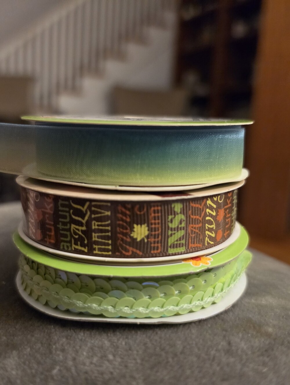 Craft Ribbon Lot Floral Garden Sheer Fall Harvest Sequin Trim 3 Spools